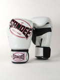 Sandee Black Leather Cool Tech Muay Thai Boxing Gloves - White