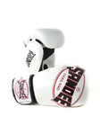 Sandee Black Leather Cool Tech Muay Thai Boxing Gloves-White