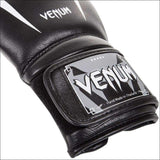 Venum Black Nappa Leather Boxing Gloves-Black/White