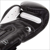 Venum Black Nappa Leather Boxing Gloves-Black/White