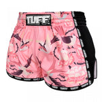 TUFF Retro Ladies Pink Birds With Roses Muay Thai Shorts
