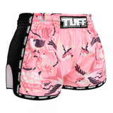 TUFF Retro Ladies Pink Birds With Roses Muay Thai Shorts