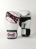 Sandee Black Leather Cool Tech Muay Thai Boxing Gloves-White