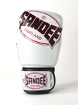 Sandee Black Leather Cool Tech Muay Thai Boxing Gloves-White