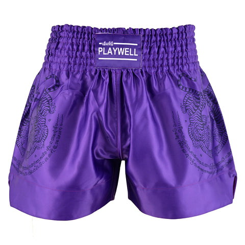 Twin Tiger Satin Muay Thai Competition Fight Shorts-Purple