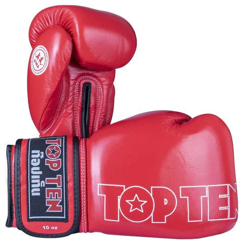 Top Ten Red Muay Thai IFMA Approved Boxing Gloves - 10 oz