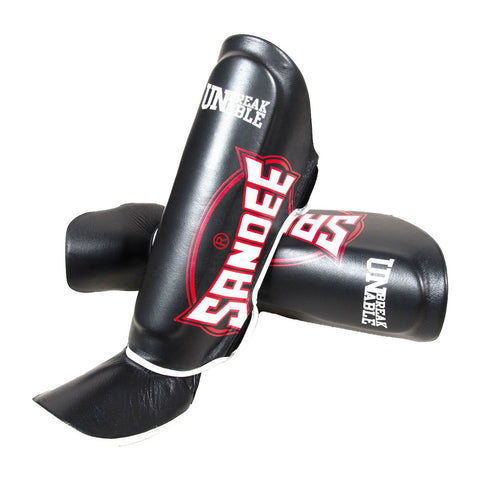 Sandee Cool Tec Leather Shin Guards-Black