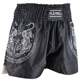 Twin Tiger Satin Muay Thai Competition Fight Shorts-Black