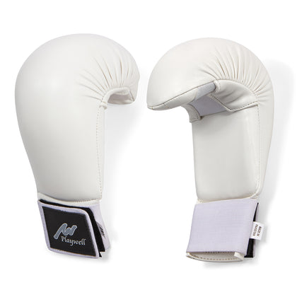 Deluxe Competition Karate Mitts White Vinyl