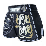 TUFF Retro Black Singha Yantra War Flag Muay Thai Shorts