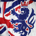 TUFF Traditional King Of Beasts UK Flag Muay Thai Shorts - White