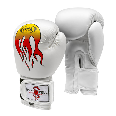 Boxing Pro Series White Flames Gloves