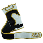 MMA Leather Elite White/Gold Grappling Fight Gloves
